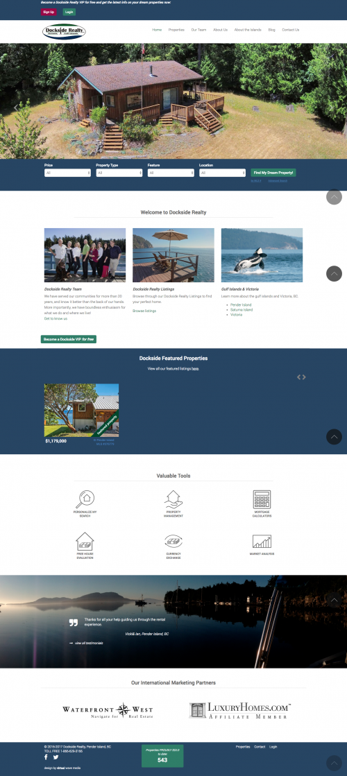 screenshot dockside realty front page
