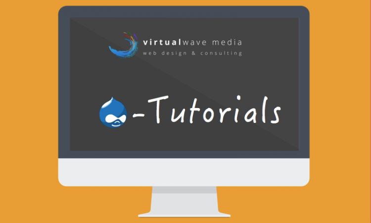 apple IMac mockup with virtual wave media logo and drupal logo for tutorials