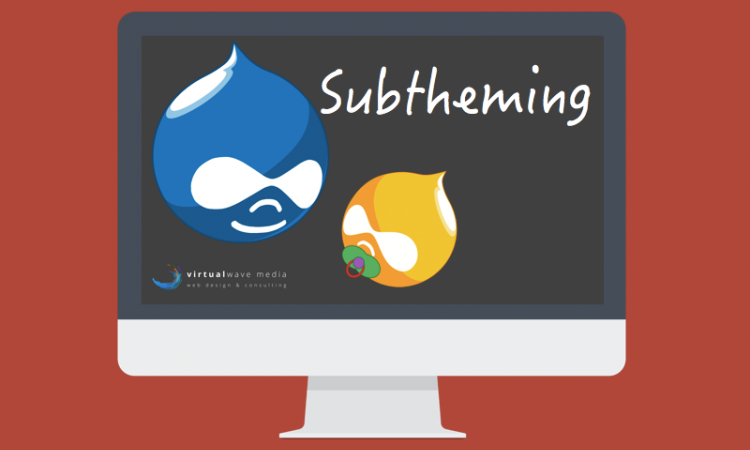 IMac mockup with Drupal Logo and Babyversion of Drupal logo