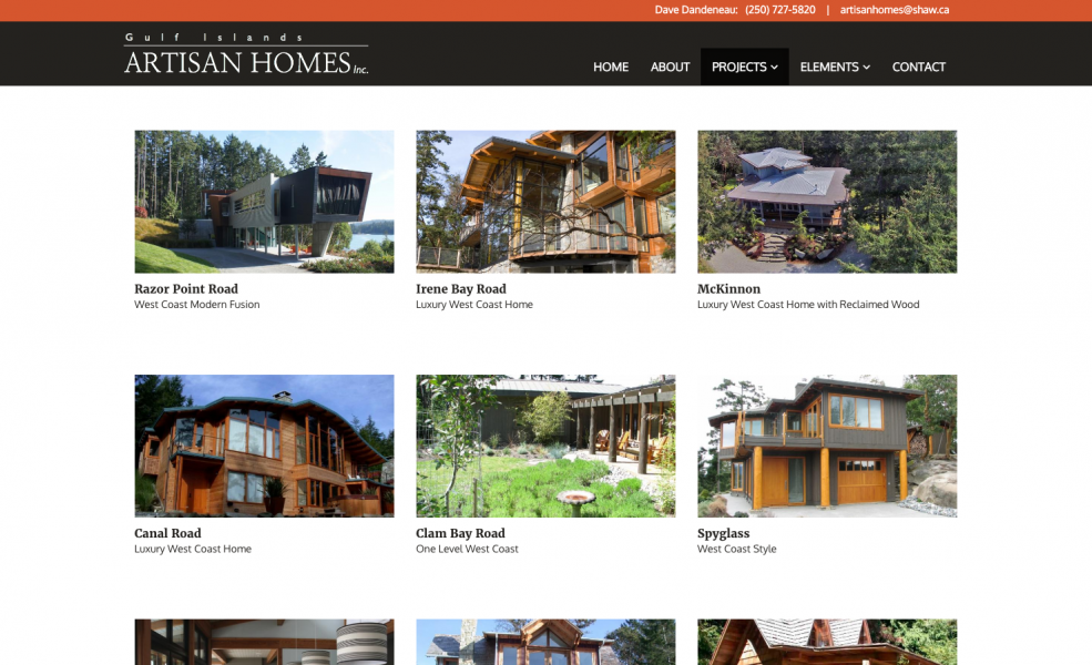 Artisan Homes Portfolio page design by Virtual Wave Media