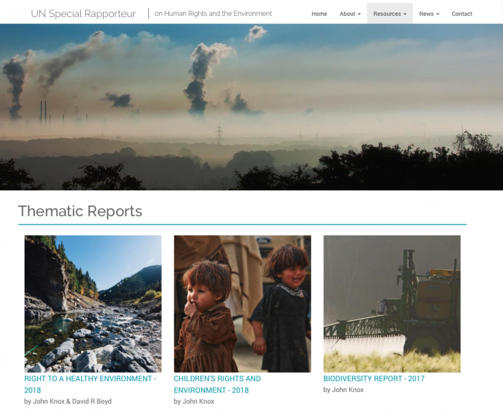 landing page design by Virtual Wave Media - UN Special Rapporteur on Human Rights and the Environment