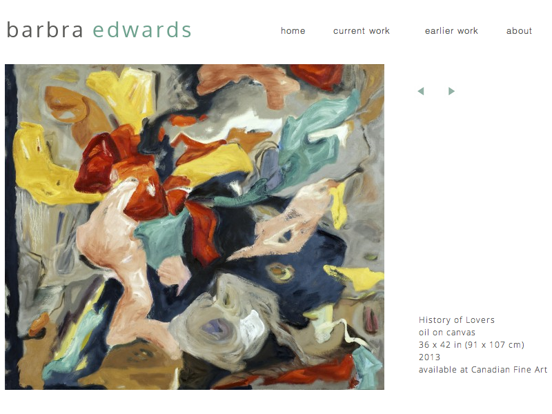 screenshot of art presentation of www.barbraedwards.com displaying a single view of a piece of contemporary art