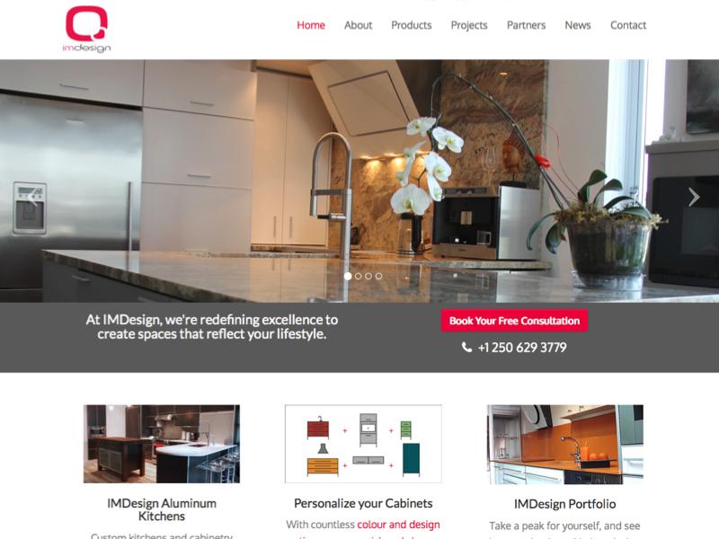 IMDesign aluminum kitchen design website screenshot webdesign by Virtual Wave Media